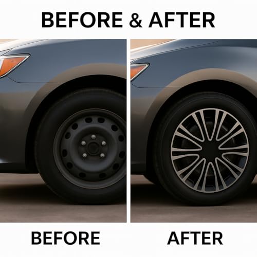 Image of by Prigan Wheel Cover for Linea 15 Inch Silver Black Wheel Cap (Available in 13,14,15,16 Inch) (Set of 4 Pcs) (Press Fitting) Model- Drive Silver Black-15