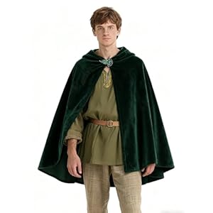 Scinzene Der Hobbit Herr Der Ringe Umhang, Luxuriöser Samt Kapuzenumhang Mit Blattbrosche Für LOTR Cosplay, Halloween, Kostümparty - Herr Der Ringe Merch