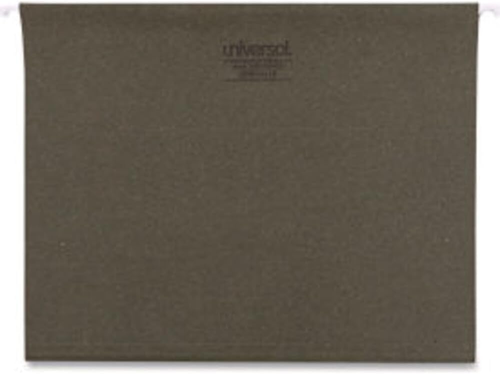 Universal Hanging File Folders, Letter Size, 1/5-Cut Tabs, Standard Green, 25/Box