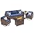 UDPATIO Patio Furniture Set with Fire Pit Table, Rocking Swivel Chairs, 5 Pieces Outdoor Furniture Sets, All-Weather Wicker Outdoor Sectional Sofa with Waterproof Cover, 4'' Thickened Cushion, Navy