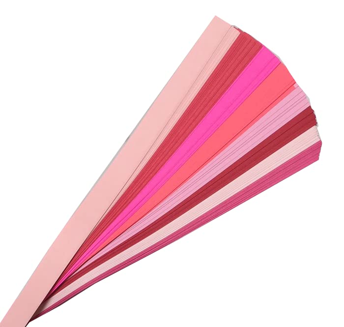 Shades of Red & Pink Paper Strips for Weaving Projects. Paper Strips for Moravian Stars, German Stars and Frobel Stars. 100 strips per pack (5/8 inch x 19 inch, Shades of Red & Pink)