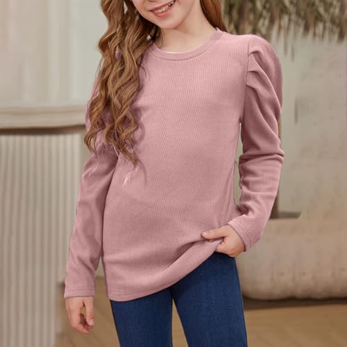 Long Sleeve Shirts for Girls Fashion Casual Crewneck Tunic Tops Loose Fit Cute Blouse Fall Outfits Teen Girl Clothes2