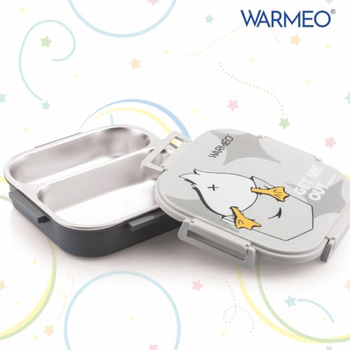 Image of WARMEO Jerry Insulated Lunch Box with Two Compartment BPA Free, Kids Lunch Box,Food Grade Ideal for School, Picnic, Office & Outdoor - 500ml Duck, Stainless Steel