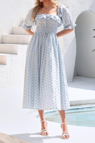 Image of R.Vivimos Women Summer Half Sleeve Cotton Ruffled Vintage Elegant Backless A Line Flowy Long Dresses