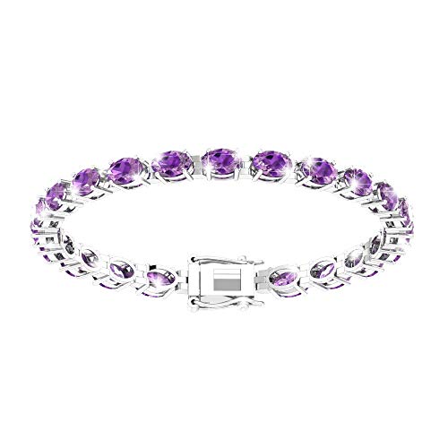 Belinda Jewelz Amethyst Tennis Bracelet Gift For Women Classic Jewellery 925 Sterling Silver Oval Gemstone Accent Sparkly Elegant Timeless Fine Luxury Jewelry Accessories, 8.5 Carat, 7 Inch For Girl #TOP1