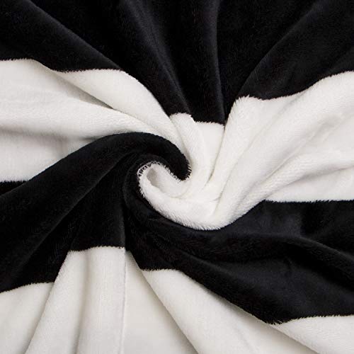 Ntbay Flannel Throw Blanket, Super Soft With Black And White Stripe (51"X68") #TOP1