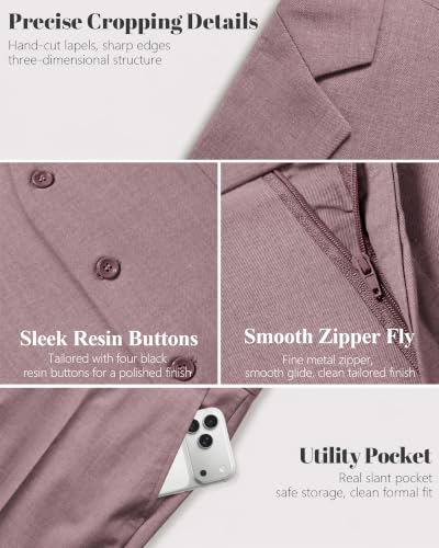 Image of MY'S Men's 3 Piece Suit Set with Tie, One Button Slim Fit Solid Jacket Vest Pants, Prom Party Wedding Business Suits for Men