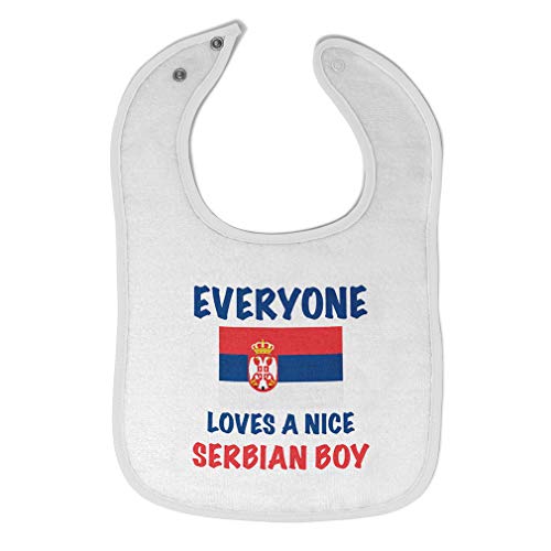 Toddler & Baby Bibs Burp Cloths Everyone Loves A Nice Everyone Loves A Nice Serbian Boy Cotton Baby Items for Baby Girl & Boy White Design Only