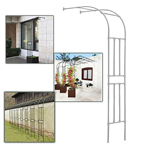 NEZIH Jardin Demi-Arcs Arbor Métal, Cadre en Acier Massif Arc de Jardin À Demi-Tour Pergola, Décoration Murale Arc/White/W220*H240Cm(7.2 * 7.9Ft)