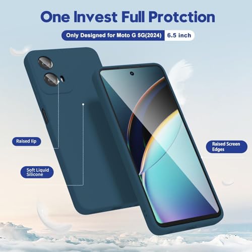 Image of DIZORO Microfiber Candy Case for Motorola Edge 50 Fusion 5G / Motorola G96 5G Smooth Touch Cushion Liquid Soft Silicone Gel Rubber Phone Cases Non-Slip Full Body Protective Shockproof Back Cover -Blue