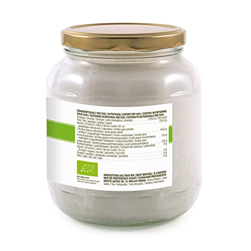GreatVita Bio Kokosöl, Geschmacksneutral (desodoriert), 1000 ml zum Kochen