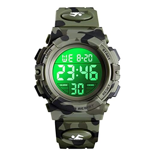 UEOTO Montre numérique pour garçons, Digital Montres Sport pour Enfants étanches avec alarme/chronomètre/12-24H (Green)