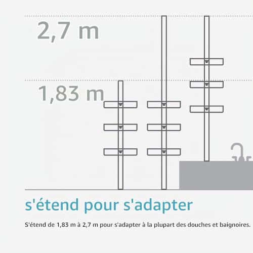 simplehuman BT1062 grand rangement de douche à tension, s’étend de 1,8 m à 2,7 m – vue 9