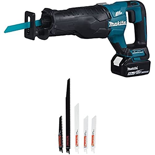 Makita DJR187RT Akku-Reciprosäge 18V / 5,0 Ah, 1 Akku + Ladegerät im Transportkoffer + Recipro Starter Set Uni 5tlg.