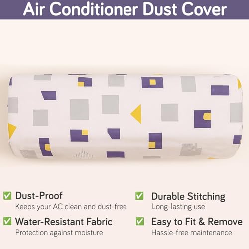 Image of HOKIPO AC Cover compatible with most 1 Ton & some 1.5 Ton Split AC | Fits AC Units upto Size 95x31x21 cm | Dustproof, Waterproof & Washable Indoor Unit Cover | Geometric Abstract (NEW-D1-AR5873)