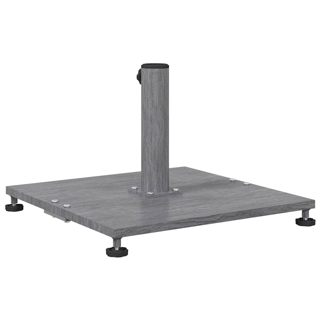 Supporto per ombrellone grigio scuro, effetto legno, 45 x 45 x 31 cm, base in acciaio, con ruote, per balcone, terrazzo, giardino