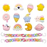 HDGSAFD 12 Pezzi Di Fiori Di Scarpe E 2 Pezzi Di Catene Di Scarpe, Accessori Per Scarpe A Forma Di Stella, Fibbie Decorative Per Fiori Di Scarpe, Adatte A Bambini E Donne.