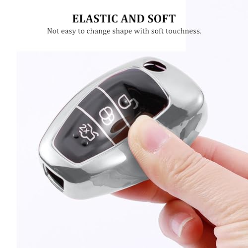 Ford Car Key and Cover for Focus Fiesta, Kuga, Mondeo, C-Max, S-Max, Galaxy, Transit, Tourneo Custom - 3 Buttons (Silver) - Image 4