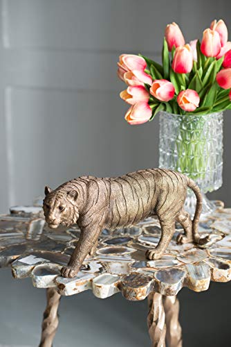 Escultura Decorativa Tigre Andando Dorado Antiguo 11.4 in miniatura 6