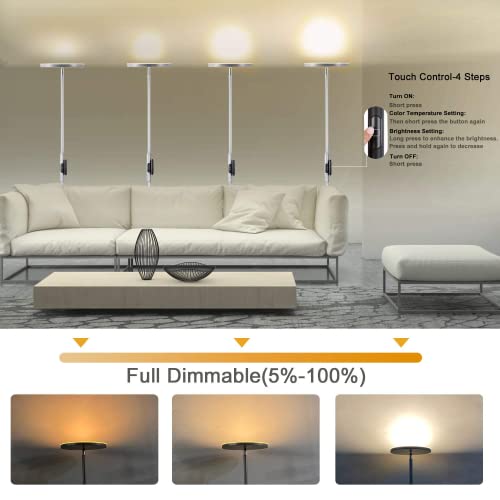 Image of JOOFO Floor Lamp,30W /2400LM Sky LED Modern Torchiere 3 Color Temperatures Super Bright Floor Lamps-Tall Standing Pole Light with Remote & Touch Control for Living Room,Bed Room,Office(Platinum Silver)
