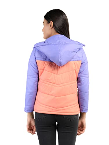 Image of CHKOKKO Women's Winter Quilted Jacket Lavender Light Peach - Polyester, Standard Length, S