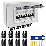DC Trennschalter Pv Anlage DC12-500V 4-String, 2P 32A Wasserdichte Solar-Combiner-Box Zur Wandmontage, Ip67 Wasserdichter Lasttrennschalter FüR Solar-PV-System (4 in 4 out)