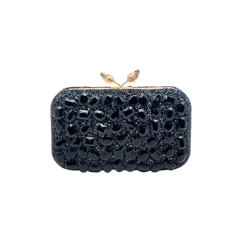 Borsetta da Sera con Pochette Piccolo con Catena Borsa a Tracolla a Spalla Gorgeous Borse Messenger Ballo Cocktail Cerimonia Festa Clutch donna elegante strass nero