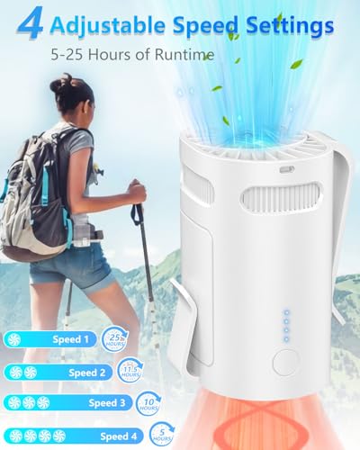 Image of Clip On Fan for Shirt Belt Pants-Compact Portable Waist Fan Battery Operated,Wearable Undershirt Back Hip Hardhat Body Fans that Blow Cold Air,Hanging Necklace Fans with Strap for Outdoor Indoor White
