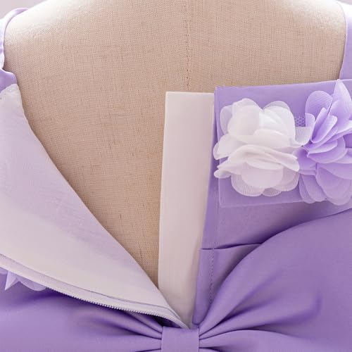 EULIMENE Toddler Flower Girl Dress Formal Wedding Pageant Party Gown Cold Shoulder Tulle Tutu Dress Princess Birthday Dresses Purple 12-18M — view 5