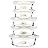 Urban Green Glass Food Storage Containers with Glass Lids, Microwave Safe Food Container Set, Aitight Meal Prep Container Set, LeakProof, 100% Plastic Free, 5 Pack