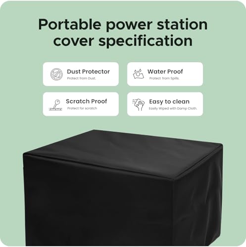 Image of Black Portable Power Station Cover - Durable, Dust & Scratch Proof, Washable Nylon, Universal Fit - EcoFlow RIVER 2 Compatible