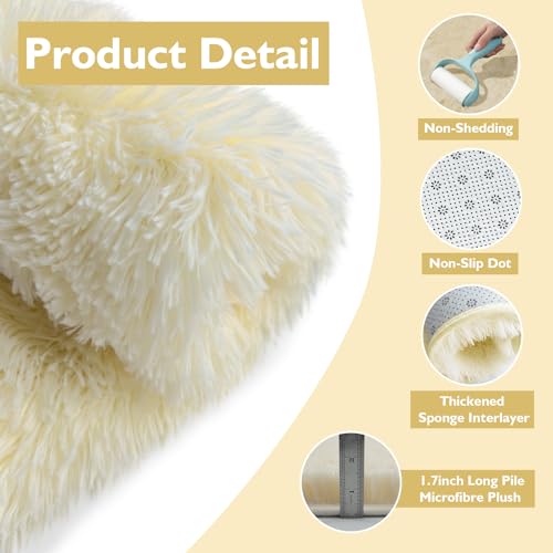 Shag Area Rug for Bedroom 5x8,Ivory Fluffy Area Rugs for Living Room,Soft Fuzzy Rug Non-Shedding Indoor Plush Carpet for Kids Bedroom Nursery Dorm Home Decor