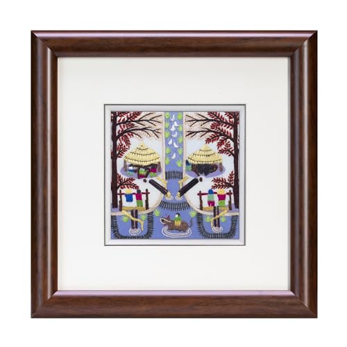 Ebherys Hunan Embroidery Art,Boatyard, Framed Hand Embroidery Artwork, Chinese Traditional Cutlture,Intangible Cultural Heritage Handmade Wall Art… (Mongolian Yurt)