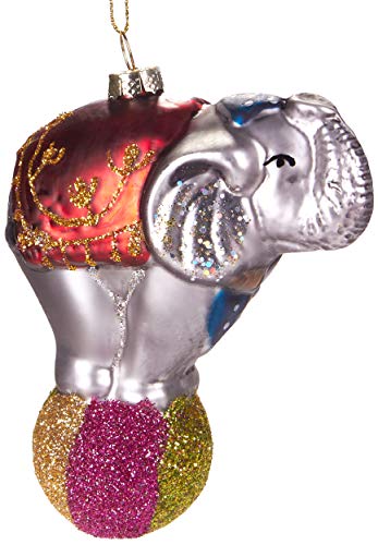 BRUBAKER - Suspension pour Sapin de Noël - Éléphant de Cirque Multicolore - Boule en Verre Soufflé - Peinte à la Main - Drôle & Originale - Décoration...