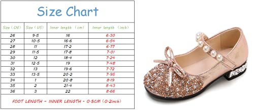 UIKGITP Girls Mary Jane Shoes Dress Comfortable Ballet Flats Bow Pearls Strap Pink Princess Sandals 7