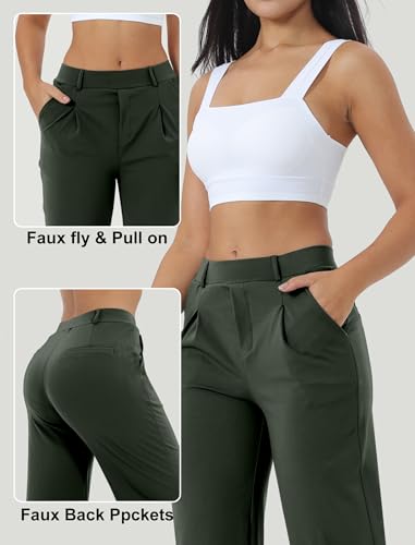 Image of Wide Leg Work Pants for Woman Stretchy Office Slack Dress Pants Business Trousers with Pockets
