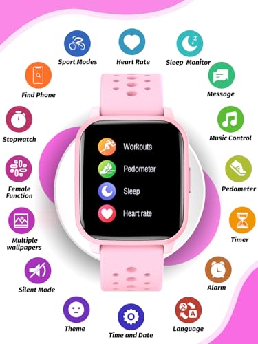 Kids Smart Watch Girls Boys, Smart Watch for Kids Gifts for 4-16 Years Old with Sleep Mode 19 Sports Mode Pedometer Birthday Gift for Boys Girls2
