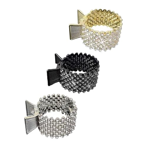3 Piezas Pinzas para Cabello con Piedras Brillantes