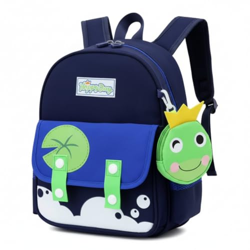Mochila Infantil Unissex Juvenil Reforçada Passeio Viajem Escolar 3D De Primeira Qualidade Grande Capacidade ALWY (Sapo AZUL)