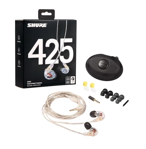 Image of Shure SE425 PRO Wired Earbuds - Professional Sound Isolating Earphones with Detailed Sound, Dual-Driver Hybrid, Secure in-Ear Fit, Detachable Cable, Durable Quality, Clear | Dual High-Definition Drivers, Sound Isolating Up to 37 Db, Detachable Gold-Plated Mmcx Cable, Over-Ear Fit, Case and Fit Kit