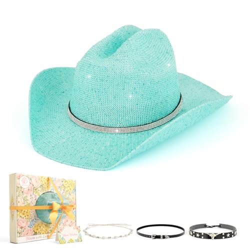 Image of Sequin Cowboy Hat for Men & Women - Sparkly Cowgirl Hat with Thread Detail, Stylish Cowboy Hat for Parties