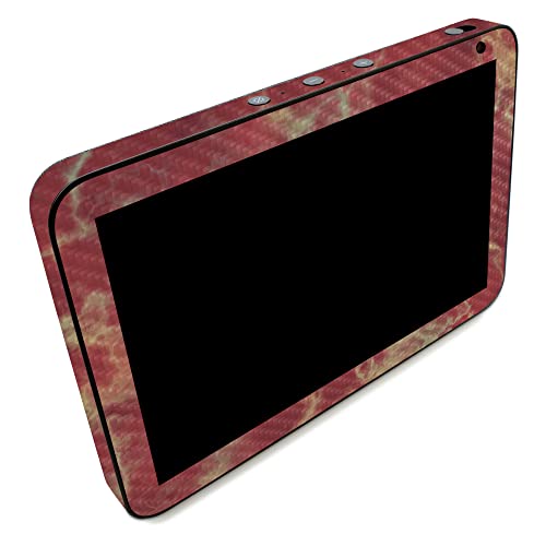 Image of MightySkins Carbon Fiber Skin Compatible with Amazon Echo Show 8 (Gen 2) - Crimson Marble | Protective, Durable Textured Carbon Fiber Finish | Easy to Apply | Made in The USA