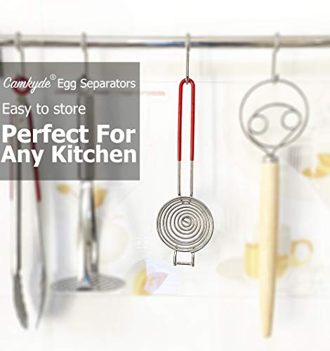 Image of CAMKYDE Egg Separator Food Grade Stainless Steel Egg Yolk White Separation Tool (Red)