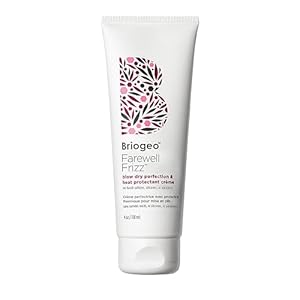 Briogeo Farewell Frizz Blow Dry Perfection & Heat Protectant Crème, Anti Frizz Hair Cream with Argan Oil for Styling, Silicone-free, Heat Protectant, Smooths Hair, Vegan, Cruelty-Free
