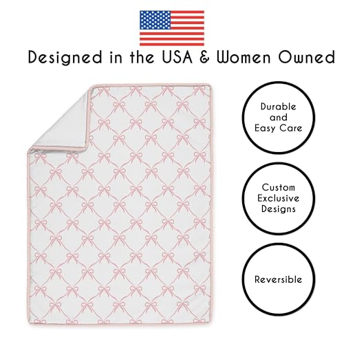 Image of Sweet Jojo Designs 3-Piece Baby Crib Bedding Set (Pink Bows) for Girls, Infants /Nursery incl. Blanket, Fitted Sheet and Crib Skirt (Blush and White, Bow, Ballerina, Ballet Dancer, Princess Collection)