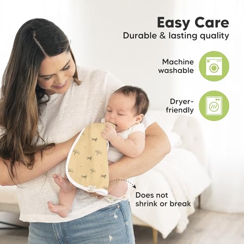 Image of 5-Pack Muslin Burp Cloths Baby Boy, Girl - Very Absorbent Baby Burp Cloth Rags, 8-Layers Viscose Derived from Bamboo Cotton Muslin Towel, Super Soft Spit Up Rags, No Shrink Washcloths (Wildscape)