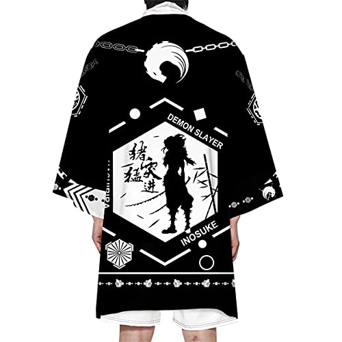 Image of Seidarise Men's Haori, Long Kimono Cardigan Jacket Japanese Style Flying Crane Seven Sleeves Open Front Coat