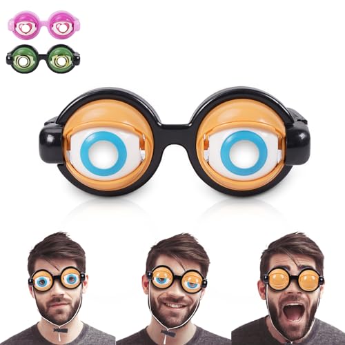 Googly Eye Glasses With Eyes On Them Funny Sunglasses for Adults Funny Glasses for Adults Hilarious Gag Gifts Prank Stuff Silly Crazy Big Eyeball Glasses for Kids Party Toys Accessories Yellow