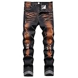 JUNBAOSS Men's Ripped Slim Fit Skinny Destroyed Distressed Tapered Leg Jeans Skinny Slim Fashion Men