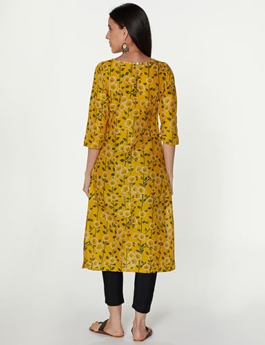 Image of BIBA Women Cotton Regular Fit Straight Printed Kurta